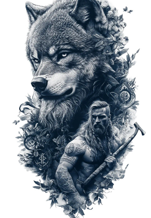 Viking Wolf Sleeve Vinyl Car Decal Sticker – Waterproof & UV-Resistant 8"