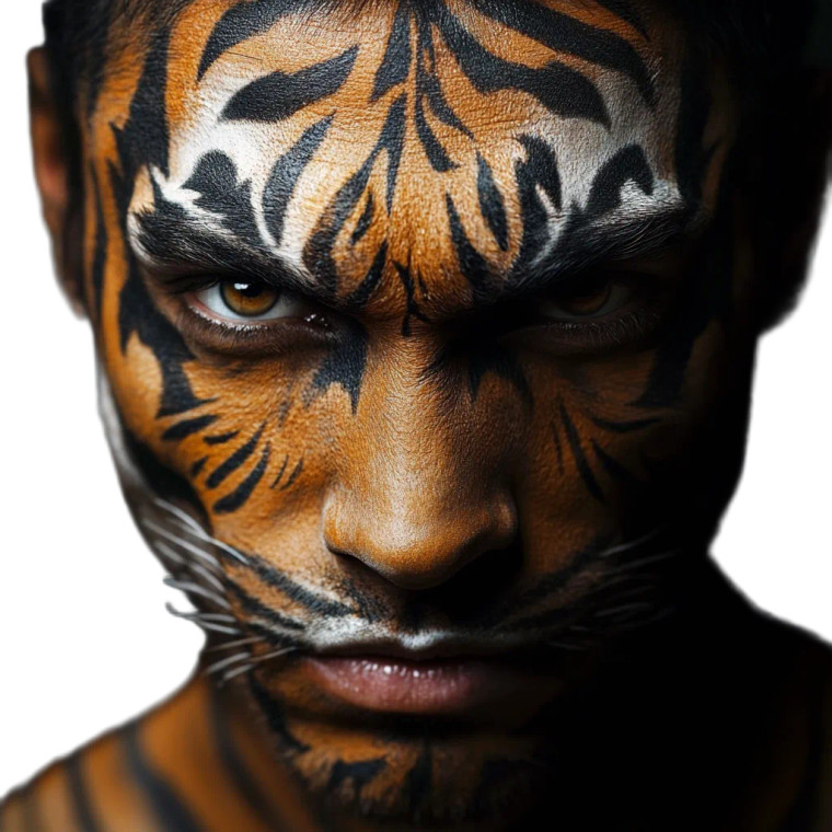 Tiger-Faced Man Vinyl Car Decal Sticker – Waterproof & UV-Resistant 8"