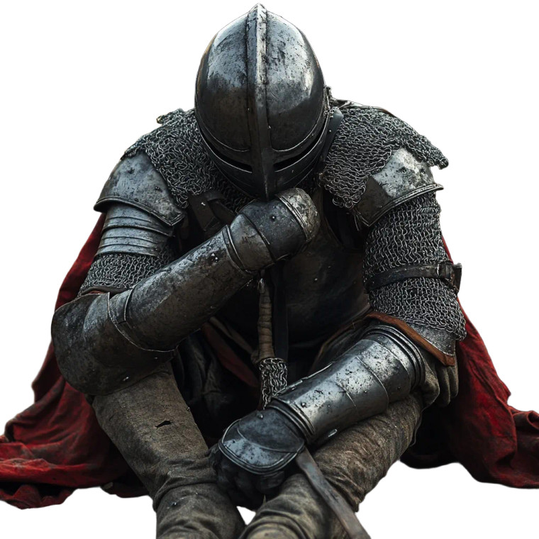 Defeated Medieval Soldier Vinyl Car Decal Sticker – Waterproof & UV-Resistant 8"