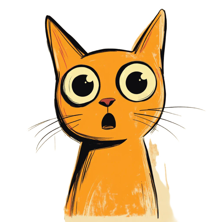 Surprised Orange Cat Vinyl Car Decal Sticker – Waterproof & UV-Resistant 8"