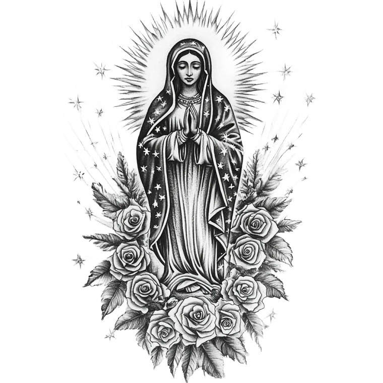 Our Lady Tattoo Vinyl Car Decal Sticker – Waterproof & UV-Resistant 8"
