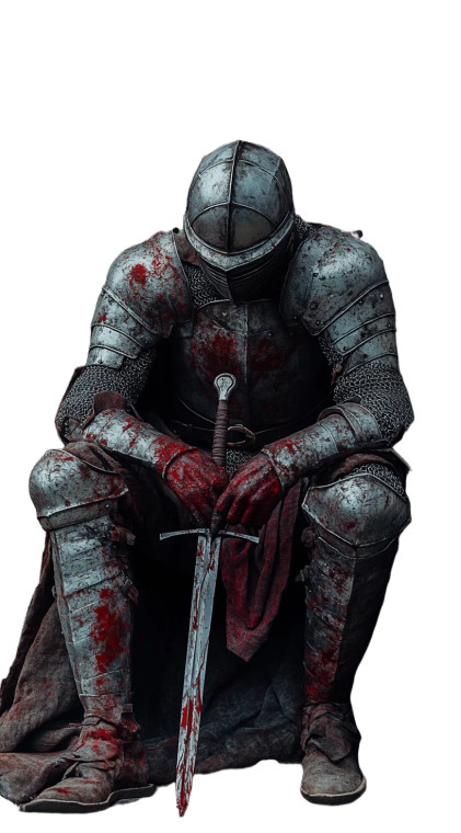 Medieval Knight Meditating Vinyl Car Decal Sticker – Waterproof & UV-Resistant 8"