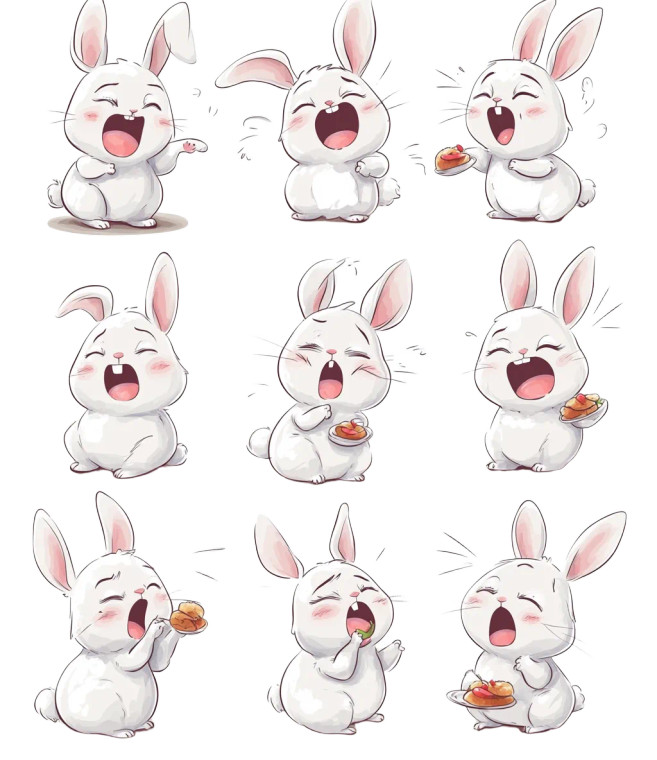 Cute Bunny Emojis Vinyl Car Decal Sticker – Waterproof & UV-Resistant 8"