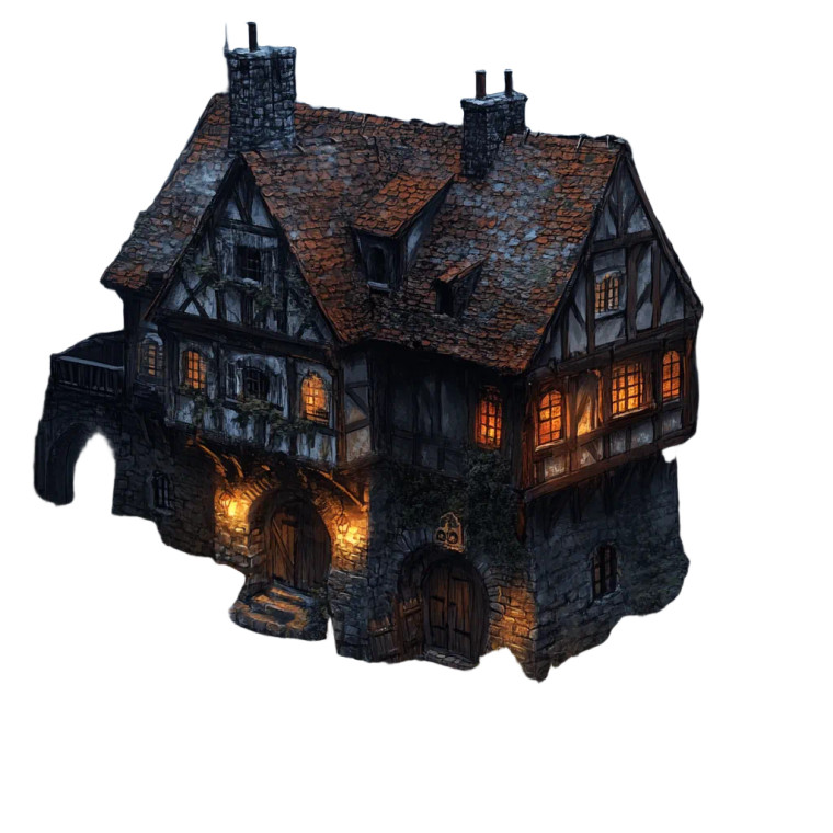 Fantasy Walled Inn Vinyl Car Decal Sticker – Waterproof & UV-Resistant 8"