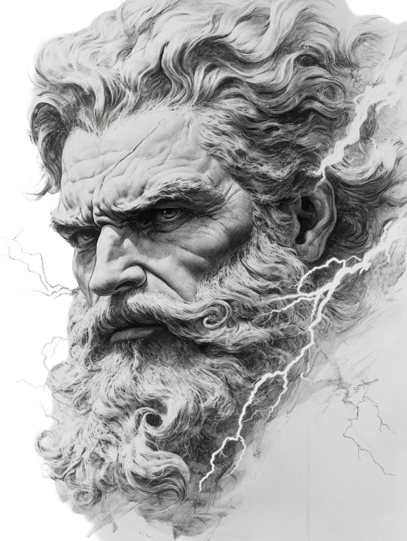 Zeus Lightning Portrait V2 Vinyl Car Decal Sticker – Waterproof & UV-Resistant 8"