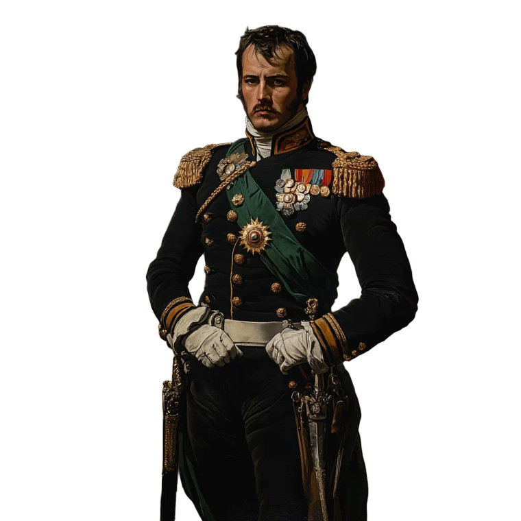 Napoleonic General Portrait Vinyl Car Decal Sticker – Waterproof & UV-Resistant 8"