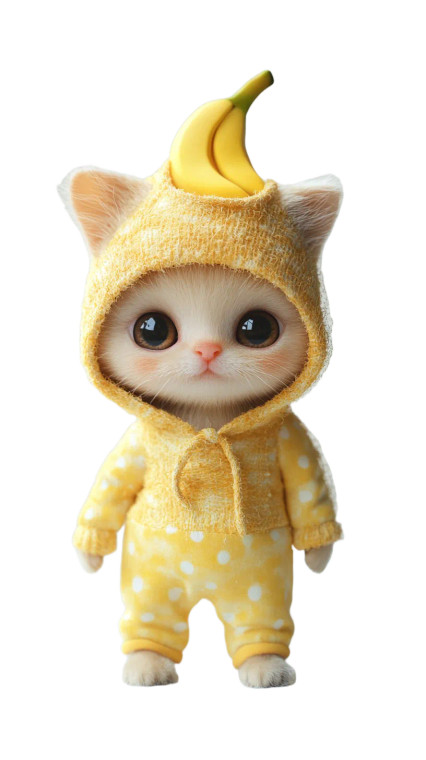 Banana Outfit Kitten Vinyl Car Decal Sticker – Waterproof & UV-Resistant 8"