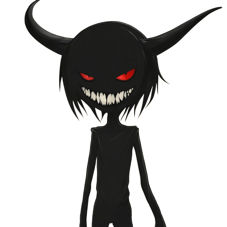 Malicious Horned Cartoon Vinyl Car Decal Sticker – Waterproof & UV-Resistant 8"