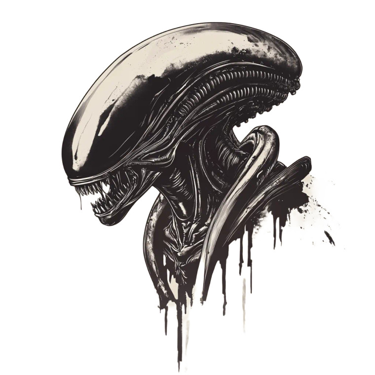 Xenomorph Illustration V2 Vinyl Car Decal Sticker – Waterproof & UV-Resistant 8"