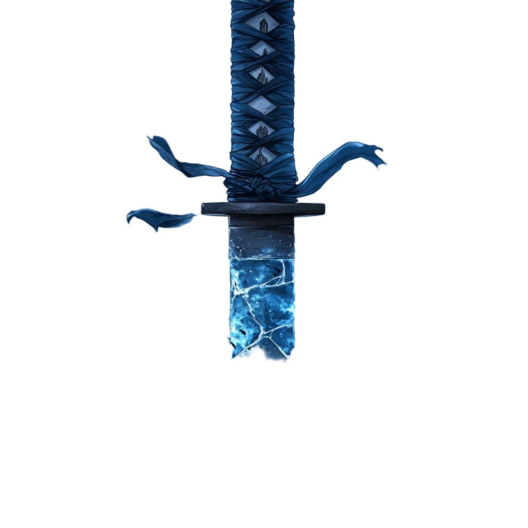 Energy-Infused Ice Katana Vinyl Car Decal Sticker – Waterproof & UV-Resistant 8"