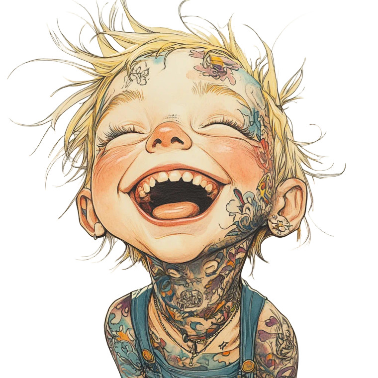 Tattooed Blonde Child Vinyl Car Decal Sticker – Waterproof & UV-Resistant 8"