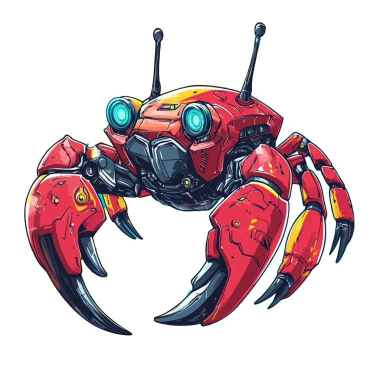Robotic Crab Art Vinyl Car Decal Sticker – Waterproof & UV-Resistant 8"