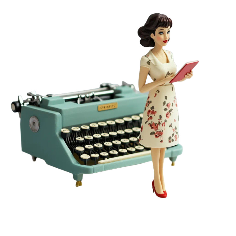 Vintage Typewriter 3D Print Vinyl Car Decal Sticker – Waterproof & UV-Resistant 8"