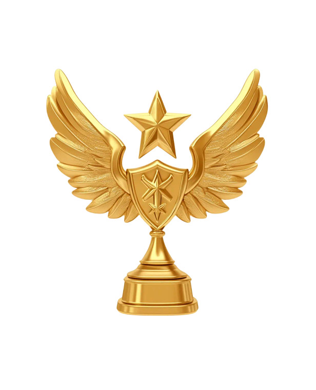 Golden Winged Trophy Vinyl Car Decal Sticker – Waterproof & UV-Resistant 8"
