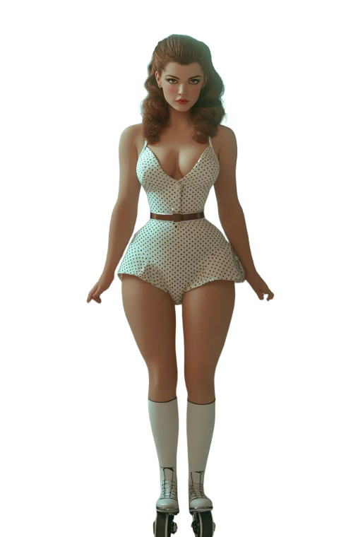 Retro-Futurist Roller Waitress Vinyl Car Decal Sticker – Waterproof & UV-Resistant 8"