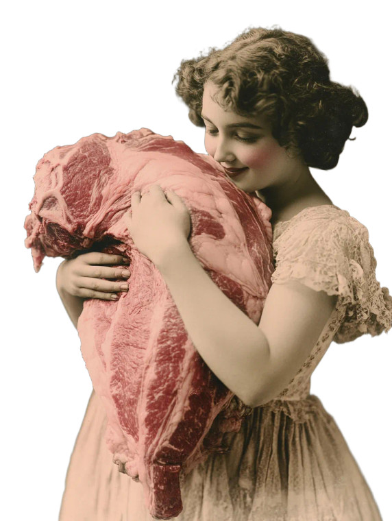 Woman Embracing Steak Vinyl Car Decal Sticker – Waterproof & UV-Resistant 8"