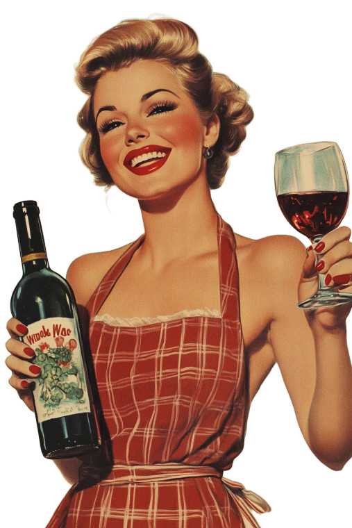 Vintage Wine Lady Vinyl Car Decal Sticker – Waterproof & UV-Resistant 8"