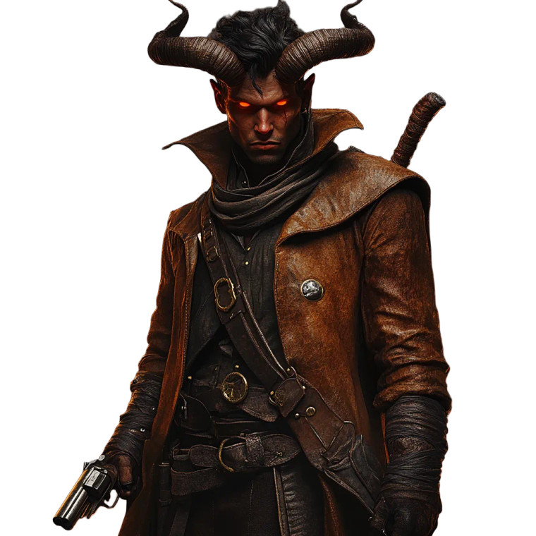 Evil Tiefling Gunslinger Vinyl Car Decal Sticker – Waterproof & UV-Resistant 8"