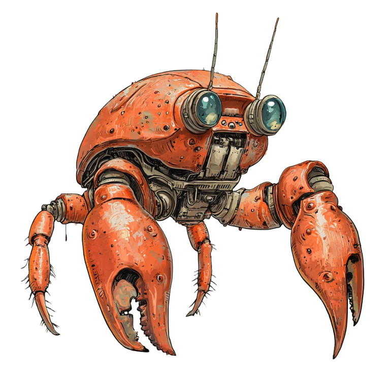 Robot Hermit Crab V2 Vinyl Car Decal Sticker – Waterproof & UV-Resistant 8"