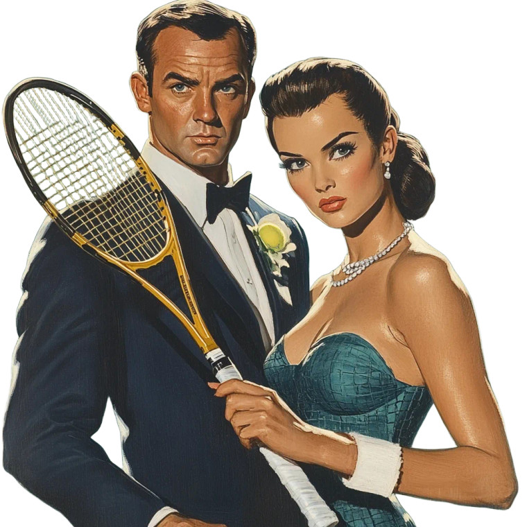 Bond Tennis Scene Vinyl Car Decal Sticker – Waterproof & UV-Resistant 8"