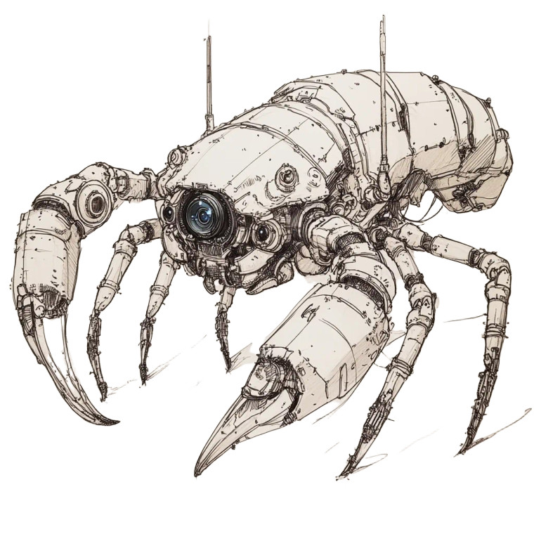 Robotic Hermit Crab Vinyl Car Decal Sticker – Waterproof & UV-Resistant 8"