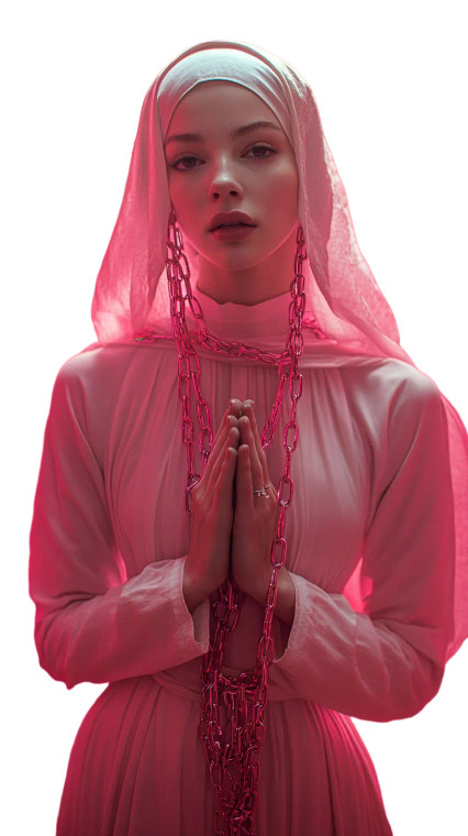 Neon Nun Surrealism Vinyl Car Decal Sticker – Waterproof & UV-Resistant 8"