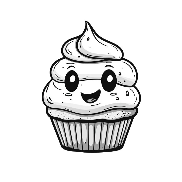 Kawaii Cupcake Drawing Vinyl Car Decal Sticker – Waterproof & UV-Resistant 8"