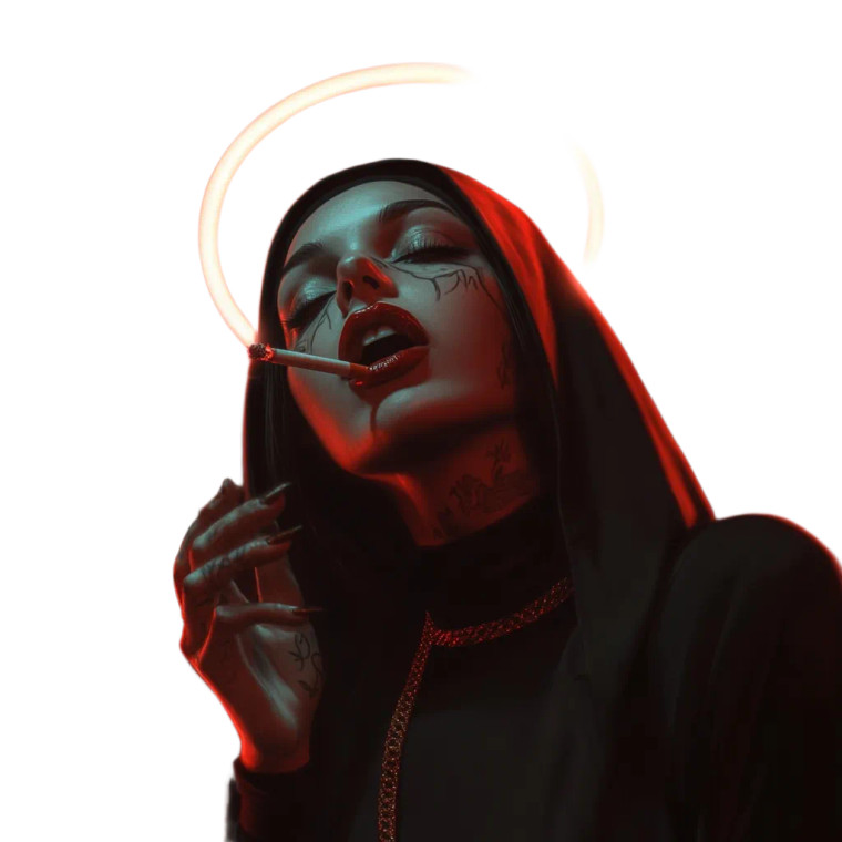 Tattooed Nun Smoking V2 Vinyl Car Decal Sticker – Waterproof & UV-Resistant 8"