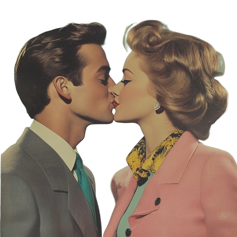 Vintage Kissing Couple Vinyl Car Decal Sticker – Waterproof & UV-Resistant 8"