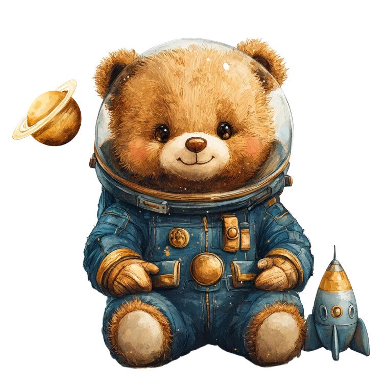 Teddy Bear Astronaut V2 Vinyl Car Decal Sticker – Waterproof & UV-Resistant 8"