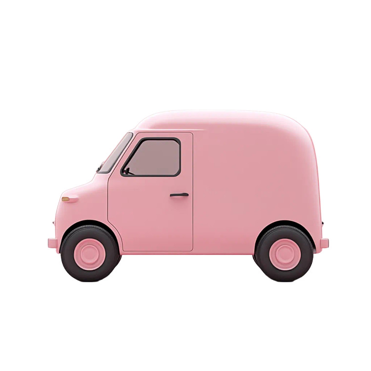 Cute Pink Delivery Van Vinyl Car Decal Sticker – Waterproof & UV-Resistant 8"