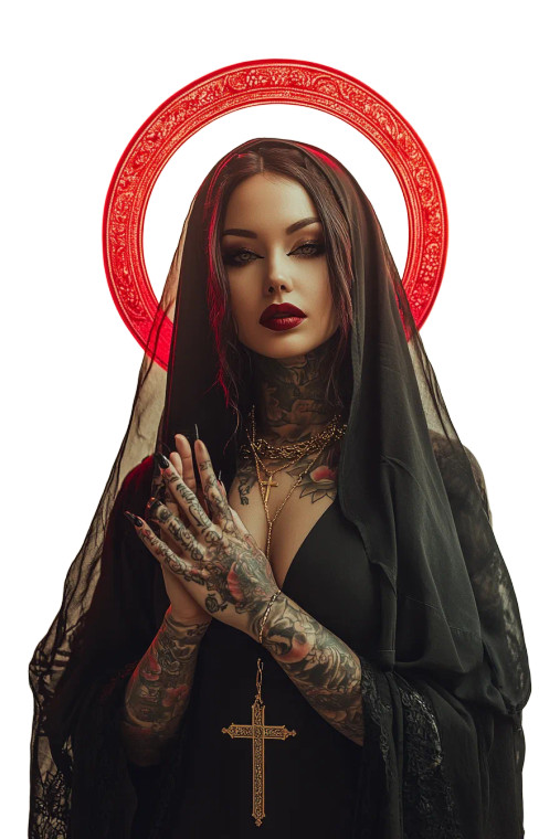 Gothic Tattooed Nun V15 Vinyl Car Decal Sticker – Waterproof & UV-Resistant 8"