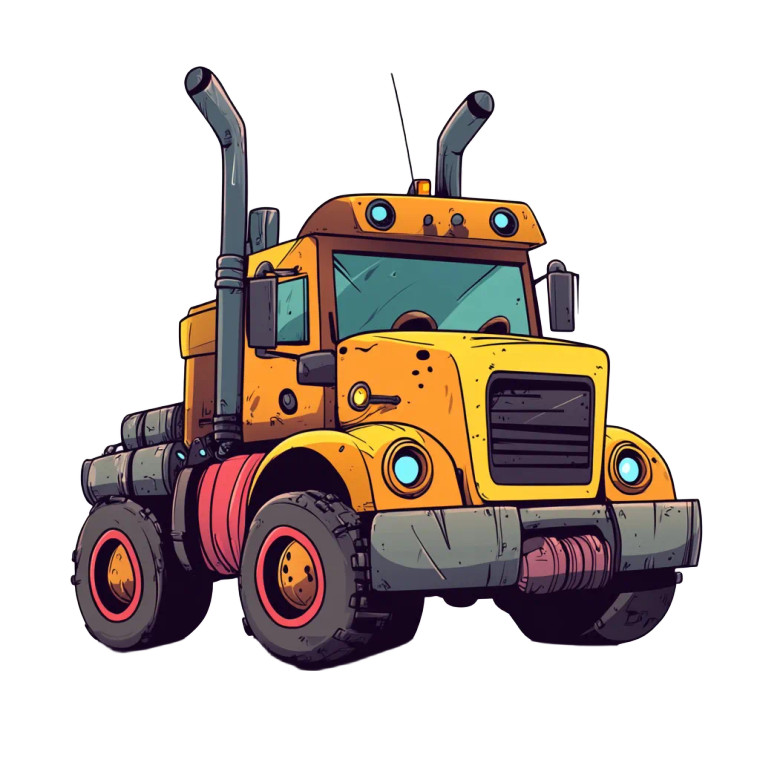 Cute Cartoon Truck V2 Vinyl Car Decal Sticker – Waterproof & UV-Resistant 8"