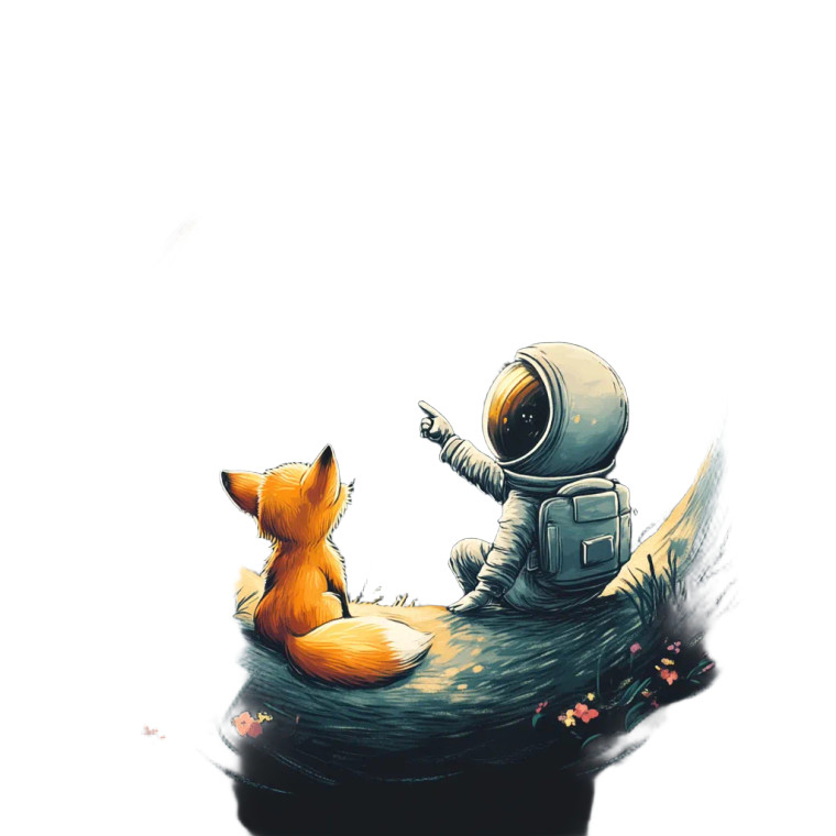 Astronaut And Fox Vinyl Car Decal Sticker – Waterproof & UV-Resistant 8"