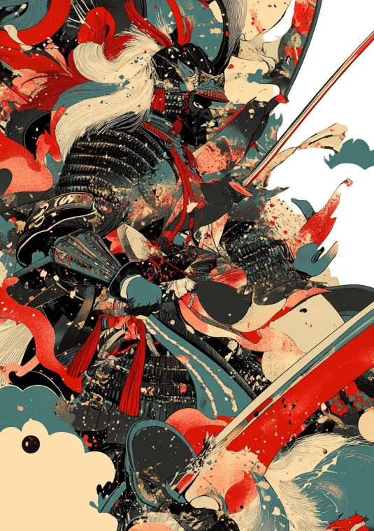 Samurai Battle Ukiyo-E Vinyl Car Decal Sticker – Waterproof & UV-Resistant 8"