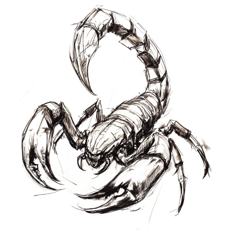 Scorpion Flail Sketch Vinyl Car Decal Sticker – Waterproof & UV-Resistant 8"