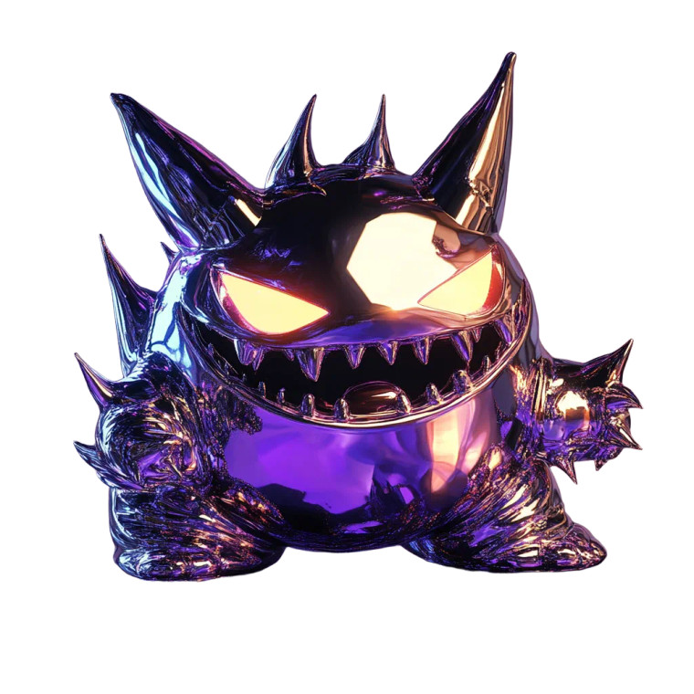 Chrome Metallica Gengar Vinyl Car Decal Sticker – Waterproof & UV-Resistant 8"