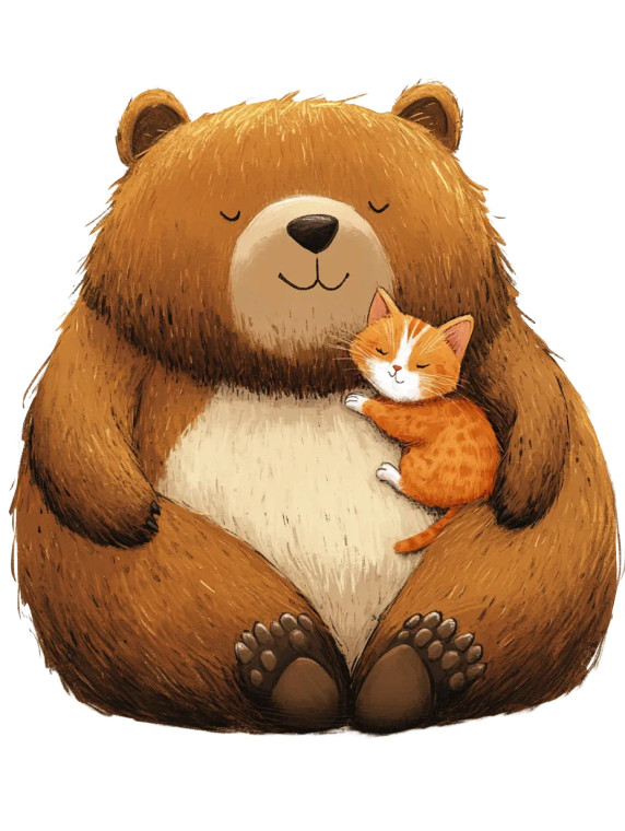 Bear And Cat Couch Vinyl Car Decal Sticker – Waterproof & UV-Resistant 8"