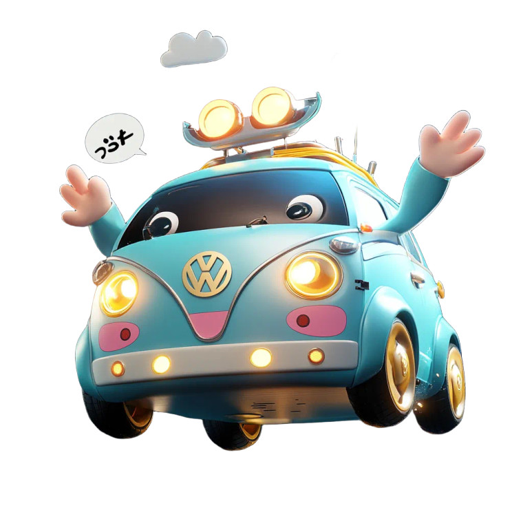 Cute Cartoon Car V2 Vinyl Car Decal Sticker – Waterproof & UV-Resistant 8"