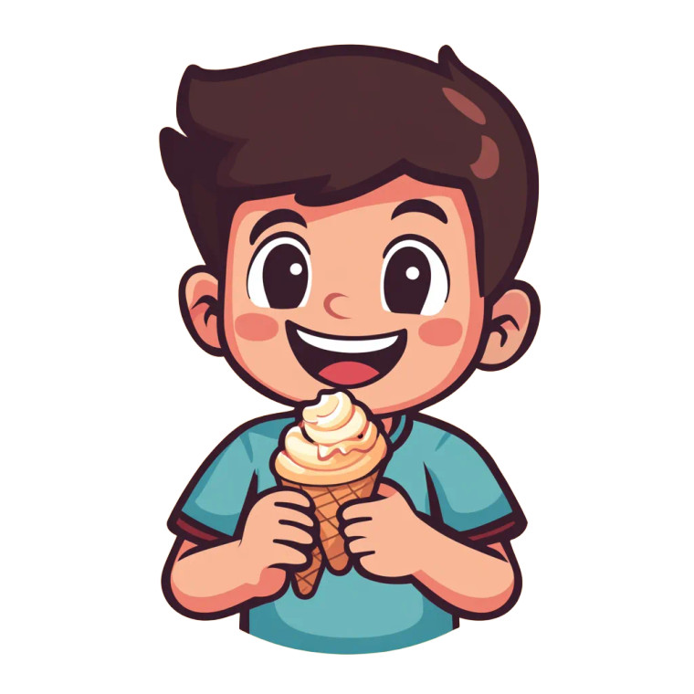 Boy Eating Icecream Vinyl Car Decal Sticker – Waterproof & UV-Resistant 8"