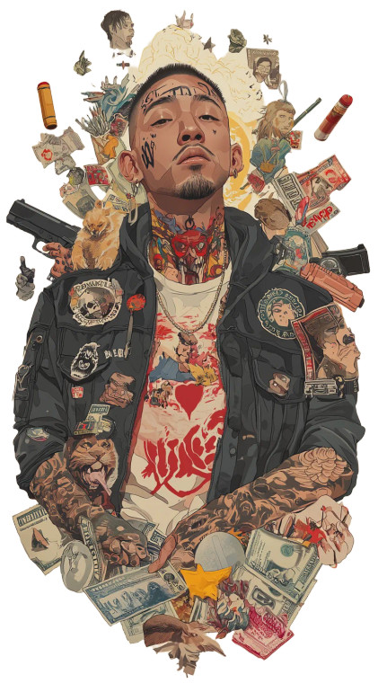 Japanese Streetwear Man Vinyl Car Decal Sticker – Waterproof & UV-Resistant 8"