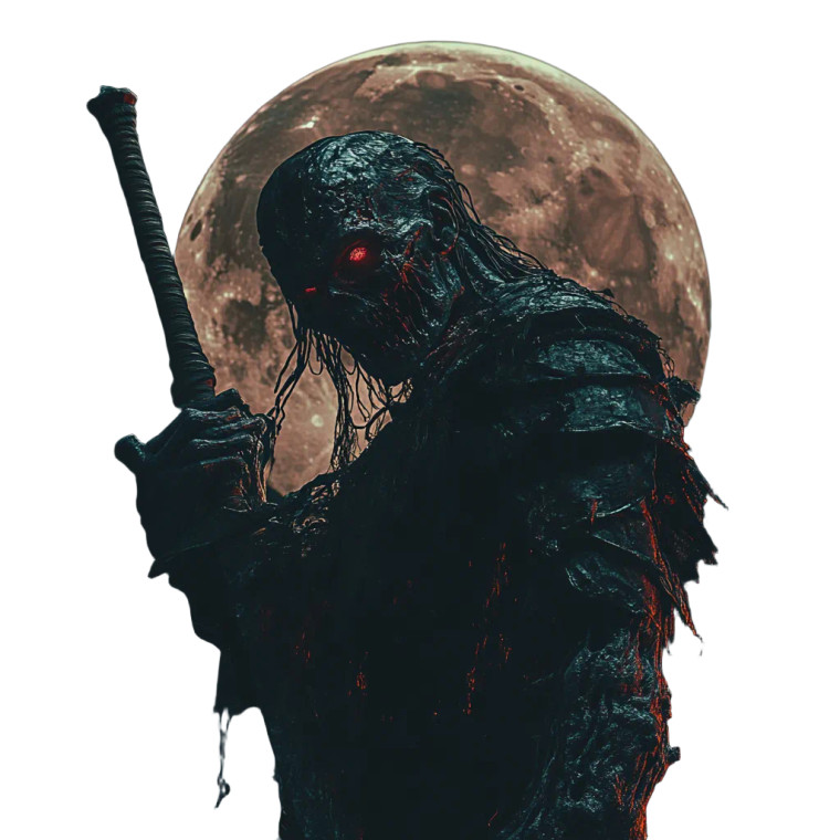 Undead Moonlit Warrior Vinyl Car Decal Sticker – Waterproof & UV-Resistant 8"