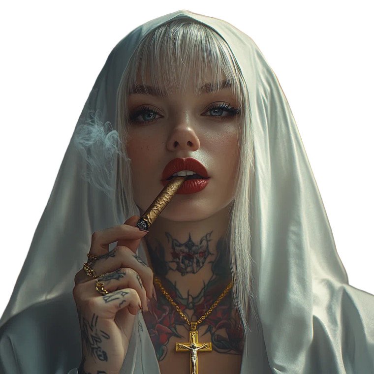 Mysterious Modern Nun Vinyl Car Decal Sticker – Waterproof & UV-Resistant 8"