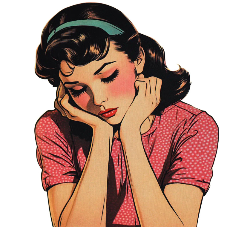 Sad 1950S Woman Vinyl Car Decal Sticker – Waterproof & UV-Resistant 8"