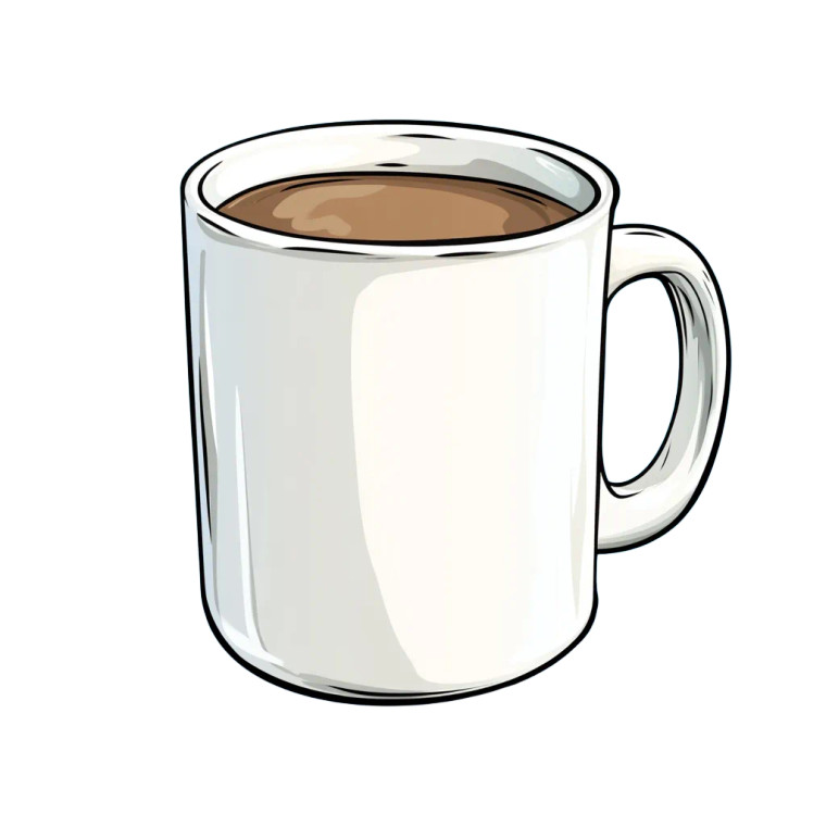 White Cartoon Mug Vinyl Car Decal Sticker – Waterproof & UV-Resistant 8"