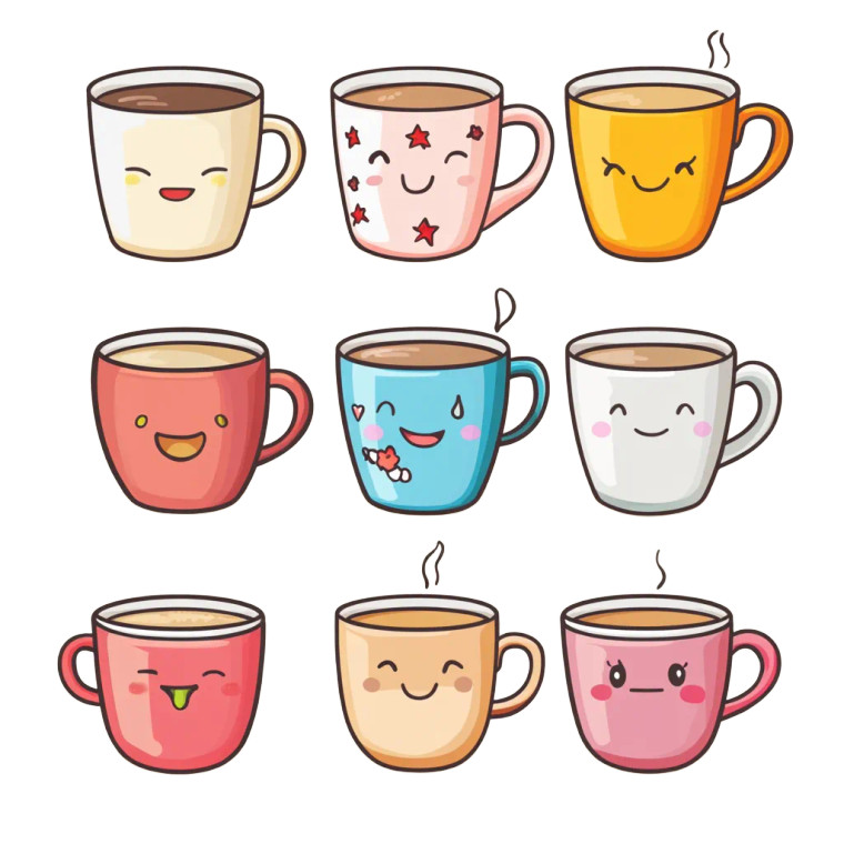 Kawaii Design Cup Vinyl Car Decal Sticker – Waterproof & UV-Resistant 8"