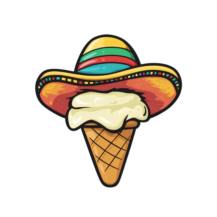 Mexican Ice Cream Hat Vinyl Car Decal Sticker – Waterproof & UV-Resistant 8"