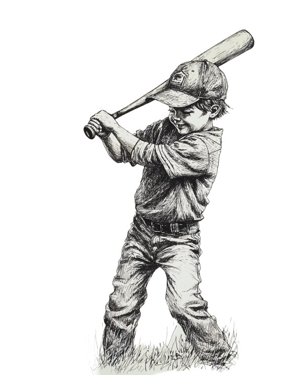 Boy Playing Baseball Vinyl Car Decal Sticker – Waterproof & UV-Resistant 8"