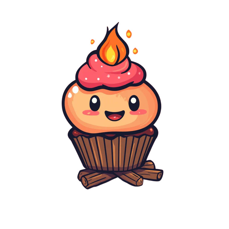 Cute Cupcake Mascot Vinyl Car Decal Sticker – Waterproof & UV-Resistant 8"