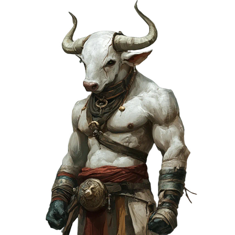 White Minotaur Wrestler Vinyl Car Decal Sticker – Waterproof & UV-Resistant 8"